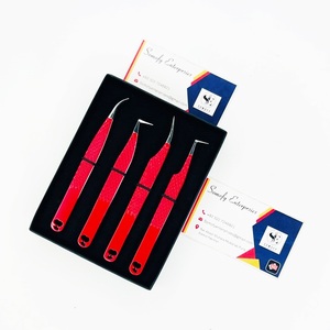 Juego de Pinzas para Pestañas Somofy Enterprises, Acero Inoxidable, Precisión, Antiestáticas, Duraderas, Punta Suave, Mango Rojo, Empaquetado en Caja - Product Image 3