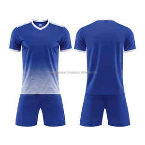 Wholesale Custom <b>Blue</b> <b>and</b> <b>White</b> Soccer Jersey Set Customizable Sports Uniform for Football Training Soccer Wear Set - Product Image 2