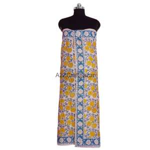 Wholesale 100% Cotton Hand Block Printed Beach Sarong Pariyo Bikini Cover Up Lightweight <b>Wrap</b> Scarf Women Summer Resort Wear - Product Image 3