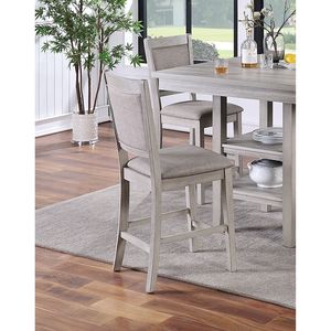 Set da Pranzo Moderno in Stile Rustico Grigio, 5 Pezzi, Tavolo Quadrato con Ripiani e Sedie Imbottite - Product Image 6