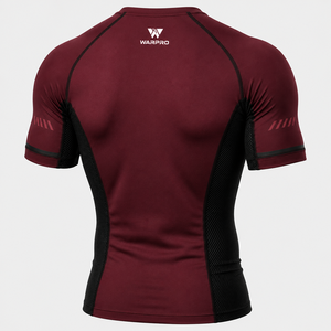 เสื้อรัดกล้ามเนื้อแขนสั้นสำหรับผู้ชาย Warpro สีแดงเลือดหมู แห้งเร็ว ผลิตจากผ้าสแปนเด็กซ์และโพลีเอสเตอร์ เหมาะสำหรับออกกำลังกาย ไซส์ M สำหรับผู้ใหญ่ - Product Image 2