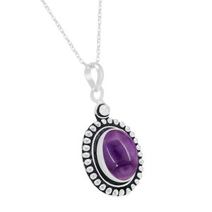 Vintage Style 925 Sterling Silver Natural Amethyst Bezel Setting Handmade Bohemian Oval Gemstone Pendant Women Wedding Everyday - Product Image 2