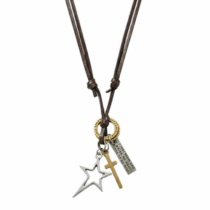 Star <b>Cross</b> Pendant-1.5-Inch Pure Stainless Steel Religious Number Charm with Adjustable Leather Rope for <b>Men</b> & Boys - Product Image 3