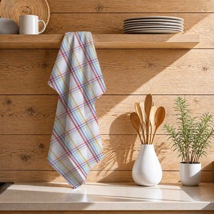 Serviette de cuisine personnalisée à motif à carreaux, super absorbante, séchage rapide, 100% coton, pour le nettoyage - Product Image 1