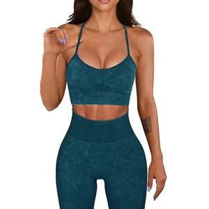 Conjunto de Yoga de 2 Piezas para Mujer, Verano, Color Liso, Tejido Acanalado, Transpirable, Tallas Grandes, 100% Poliéster, Producto de Tendencia 2026, Nueva Llegada, Envío Directo - Product Image 4