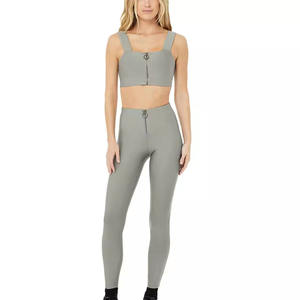 Ensemble de sport pour femmes, soutien-gorge de sport zippé et legging, tenue de yoga sportive, ensemble 2 pièces, ensemble de fitness pour la gym, vêtements de sport sans couture - Product Image 2