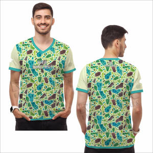 เสื้อยืดผู้ชายทรงหลวม คุณภาพสูง พิมพ์โลโก้ตามสั่ง ดีไซน์เรียบง่าย แขนสั้น ผ้าฝ้าย 100% - Product Image 4