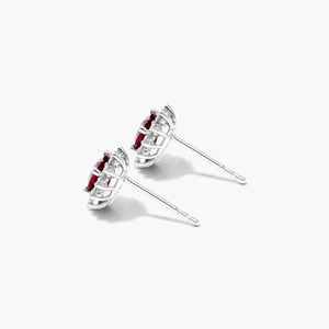 Luxury Moissanite Diamond Ruby Stud <b>Earrings</b> 925 Silver Halos <b>Red</b> Gemstone Elegant Bridal Wedding Anniversary Gifts Fine Jewelry - Product Image 3
