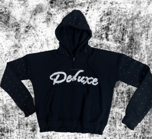 Womens Casual Winter Solid Distressed Embroidery Cropped Hoodie Jogger Set Customised Rhinestone Vintage Streetwear Eco-Friendly - Product Image 5