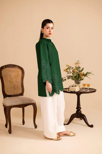 Kurta Kurti en coton brodé vert pour femmes, vêtements ethniques traditionnels amples, style Inde Pakistan, toutes saisons, décontracté - Product Image 2
