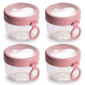 Set di 4 Contenitori Portatili da 20OZ per Overnight Oats, Ermetici, con Coperchi e Cucchiai Pieghevoli per Conservazione Alimenti, Latte, Verdure, Frutta e Insalata - Product Image 1