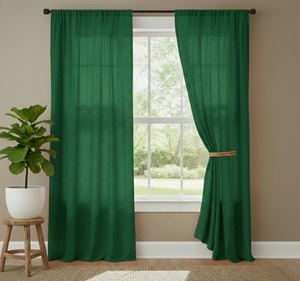 Rideaux en coton lavé faits à la main, rideaux de décoration pour la maison, rideaux de luxe couleur rouille pour chambre et salon - Product Image 1