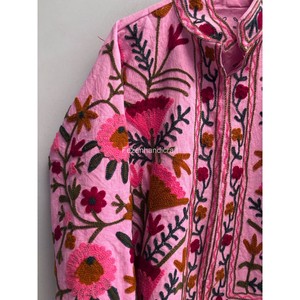 Pink Color 100% Cotton <b>Jacket</b> Hand Stitch <b>Short</b> <b>Jacket</b> Unisex Winter Coat Uzbek Embroidery Suzani <b>Jacket</b> Women's <b>Jackets</b> - Product Image 2