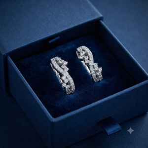 Boucles d'oreilles créoles élégantes en or massif 14 carats pour femme, serties de diamants Moissanite, design unique, personnalisables, tendance, bijoux luxueux, idée cadeau - Product Image 5