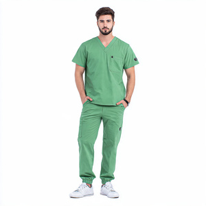 Men's High Quality 100% Polyester Twill <b>Scrubs</b> Jogger Pants <b>Top</b> Uniform Set Modern Medical Hospital Workwear Custom Nursing Suit - Product Image 5