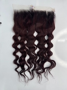Cheveux vierges vietnamiens de qualité supérieure, 24 pouces, ondulation naturelle, closure en dentelle HD suisse, couleur Piano Honey Burgundy - Product Image 3