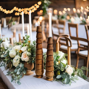 Porte-bougie en bois de conception nouvelle, vase en bois spirale fait main, décoration rustique et moderne. - Product Image 5