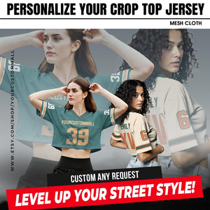 Camiseta de Fútbol Personalizable para Mujer, Estilo Crop Top, con Nombre del Equipo, Número y Logotipo (Frontal), Tela de Malla, Cuello en V, Mangas Cortas, Estilo Urbano - Product Image 3