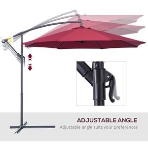 Ombrellone da Esterno da 3 Metri con Braccio Orientabile, Resistente ai Raggi UV e all'Acqua, per Cortili, Giardini e Ristoranti, Colore Rosso - Product Image 5