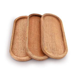 Plateau de service ovale en bois avec bord surélevé, plateau rustique pour le petit-déjeuner, le café, le thé, la maison, le restaurant, le café, l'hôtel - Product Image 1