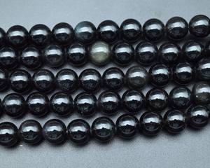 Cuentas redondas de obsidiana negra natural, cuentas sueltas de piedras preciosas lisas para pulsera, collar, fabricación de joyería DIY, venta al por mayor - Product Image 1