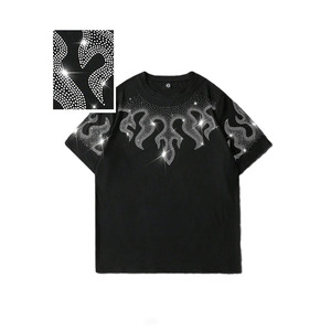 เสื้อยืดโอเวอร์ไซส์ลายกราฟิกประดับเพชรพลอย รุ่น 2026 สีดำ ประกายวิบวับ สไตล์ชนเผ่า สตรีทแวร์ ฮิปฮอป ทรงหลวม แขนสั้น สำหรับผู้ชาย - Product Image 2