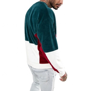 Sudadera de algodón con cuello redondo para hombre y mujer, ropa de calle de talla grande, con forro polar, de retales, con logo personalizado, venta al por mayor - Product Image 3