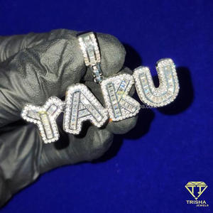 จี้ตัวอักษร "NAE" แบบ Iced Out เครื่องประดับฮิปฮอปสั่งทำพิเศษ สร้อยคอเพชรโมอิสซาไนต์ พร้อมสร้อยเทนนิส ของขวัญ - Product Image 3