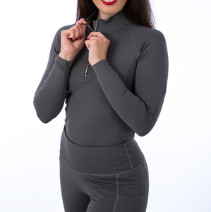 Camiseta Casual de Manga Larga con Cuello Redondo, Talla Grande para Mujer, Elástica, Transpirable, Antiarrugas, Antiencogimiento, de Spandex/Poliéster, Color Sólido, OEM - Product Image 1