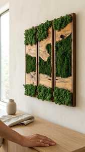 Arte Paisajístico de Musgo en Madera Nature Crest, Decoración de Pared de Bosque Hecha a Mano, Diseño Interior Verde de Lujo, Artesanía Premium - Product Image 4