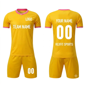 Maillot de football pour homme REXFIT SPORTS, manches courtes, col en V, séchage rapide, nom et numéro personnalisés, vêtements d'équipe, taille adulte, maillot de sport - Product Image 2