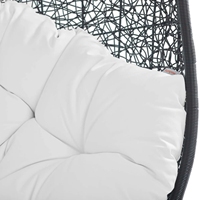 Fauteuil suspendu contemporain d'extérieur en forme d'œuf avec support en acier, pivotant, résistant aux intempéries, durable, confortable pour patio, parc, villa