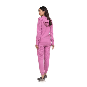 High Quality Cozy Women Two Piece <b>Tracksuit</b> Light Pink Hoodie and Joggers Set Winter Lounge Wear Customizable - Product Image 3