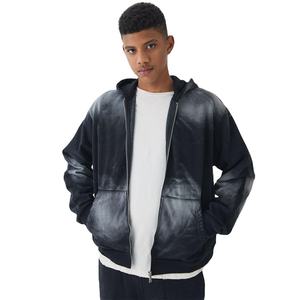 Sudadera con Capucha y Cremallera para Hombre, Diseño Nuevo, Casual, Holgada, Color Sólido, Efecto Desgastado por el Sol, Muy Elegante, Personalizable - Product Image 5