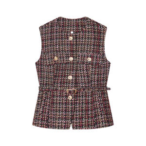 Chaleco Casual de Moda con Cuello Redondo, Cinturón y Botones, Color Personalizado, Transpirable, Resistente al Viento, Sin Mangas, para Mujer - Product Image 1