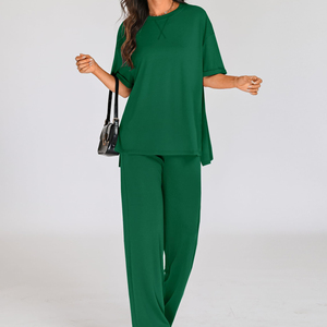 Women's Two-piece Co-rod <b>Set</b> Solid Twill Printed Cotton Blend Customizable Logo Casual Streetwear For Summer Women's <b>Sets</b> - Product Image 4