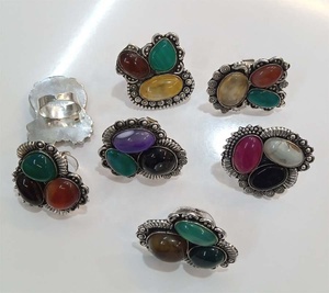 Perles en pierre d'onyx Design bohème bijoux de mode pour femmes bagues en laiton plaqué argent pour cadeaux utilisation disponible GC-RG-236 - Product Image 1