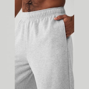 Pantalon de survêtement gris pour homme, taille élastique, décontracté, respirant, 100 % coton, tricoté mi-lourd, pantalon d'automne pour homme - Product Image 5