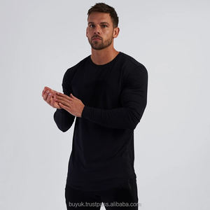 Ropa de calle de marca para hombre, Camiseta deportiva informal de manga larga, elástica, ajustada, Color sólido, bordada, con cuello inferior, Fitness de invierno - Product Image 5