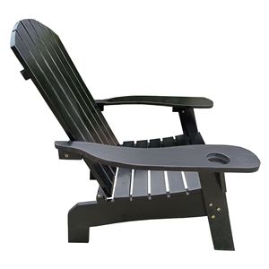 Chaise Adirondack noire avec porte-parapluie Mobilier en bois extérieur ou intérieur - Product Image 5