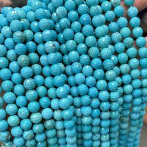 Perles facettées bleu turquoise, pierres précieuses rondes naturelles, perles en vrac pour la création de bijoux et les travaux manuels DIY - Product Image 4