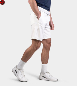 Shorts de golf pour hommes en toile blanche unie, avec logo frontal, plissés, décontractés, séchage rapide, respirants, taille mi-haute, pour sports de plein air - Product Image 2