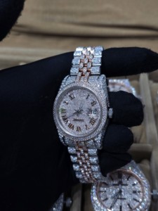 นาฬิกาหรูหราอัตโนมัติประดับเพชร VVS สี D มอยส์ซาไนต์ สายสแตนเลสสตีลขนาด 16 มม. ฟังก์ชั่นแสดงวันที่แบบอนาล็อก สไตล์ฮิปฮอป สำหรับทั้งชายและหญิง - Product Image 3