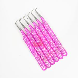 Pince à cils de volume en acier à 90 degrés emballée sur mesure avec pointe en fibre propre en acier inoxydable pince à cils durable en usine - Product Image 6