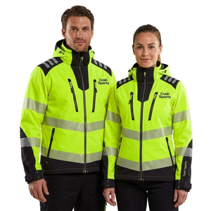 Chaqueta reflectante impermeable de alta visibilidad personalizada con capucha para construcción y ropa de trabajo de seguridad al aire libre - Product Image 1