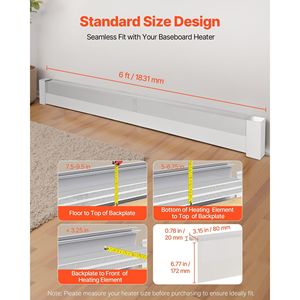 Serie básica Unidad de calefacción eléctrica de acero resistente de 6 pies Cubierta frontal Fácil instalación para cubiertas de mejora del hogar - Product Image 2