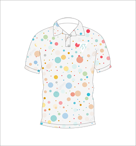 Mens White Multicolor Random Dot Polo Shirt Custom Sublimation Short Sleeve Summer Casual Breathable Lightweight Golf Shirt - Product Image 1