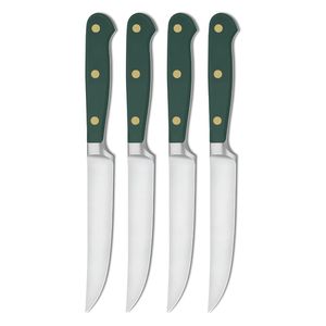 Elegante Juego de 4 Cuchillos para Carne con Hojas Curvas de Acero Inoxidable y Mangos Negros con Triple Remache para Cortar Carne Asada - Product Image 6