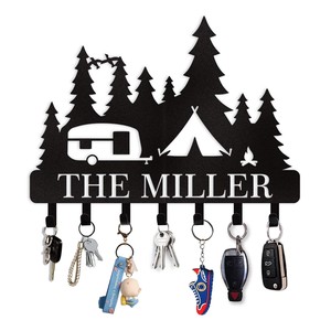 Personalized Metal Camping <b>Key</b> Holder with Family Name - Wholesale Steel Wall Hooks - Product Image 1