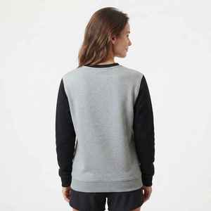Women's Color <b>Block</b> O-Neck Sweatshirt Regular Fit Cotton Blend Knitted Casual Autumn Wear Black Gray Long Sleeve - Product Image 2